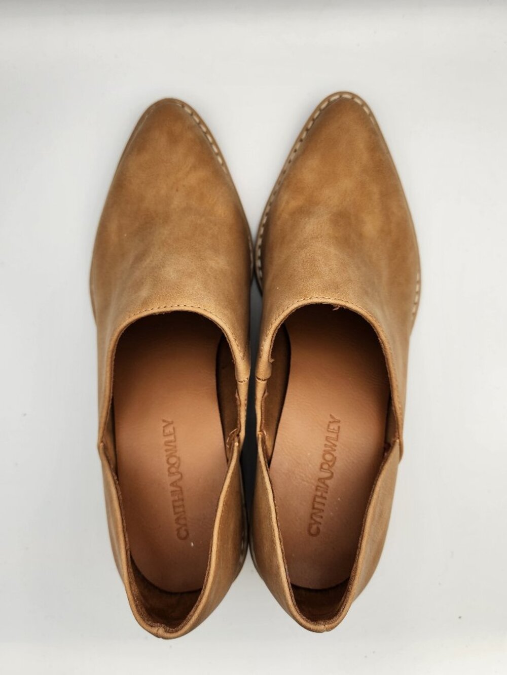“Eddie” Tan Suede D'Orsay Ankle Booties | Women's 9 - Picture 3 of 17